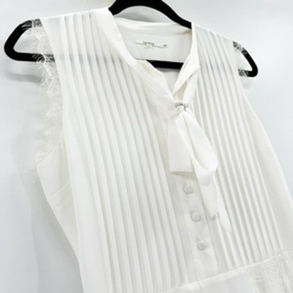 Tularosa White Pleated Tie Neck Sleeveless Mini Dress Size S - Picture 3 of 6